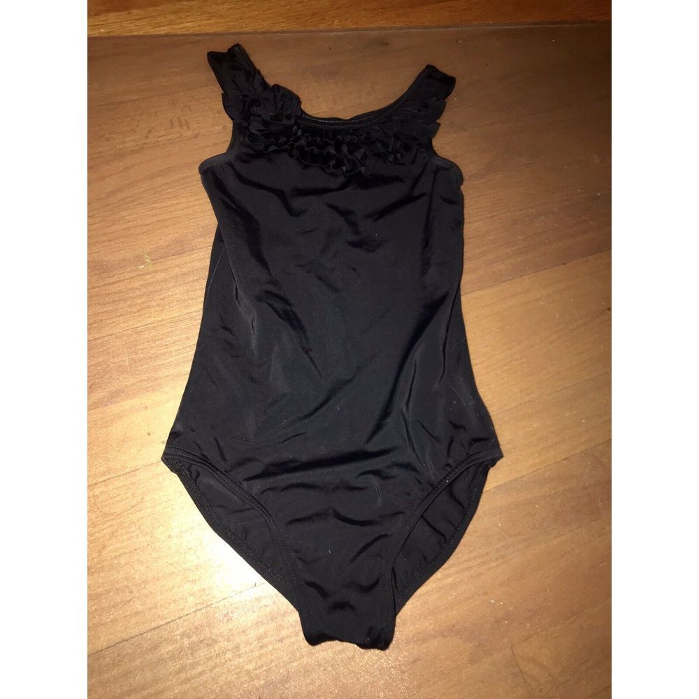 Capezio Little Stars Rosette Ruffled Dance Leotard Child MC BLACK MEDIUM 6X/7‎